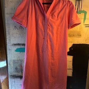 Pink Short Sleeve Button-Up Dress